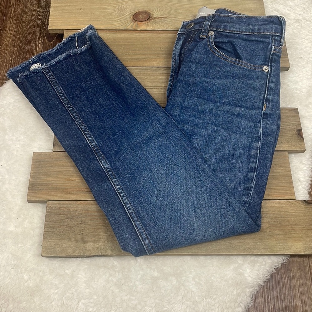 Everlane Straight Leg Raw Hem Cropped Jeans